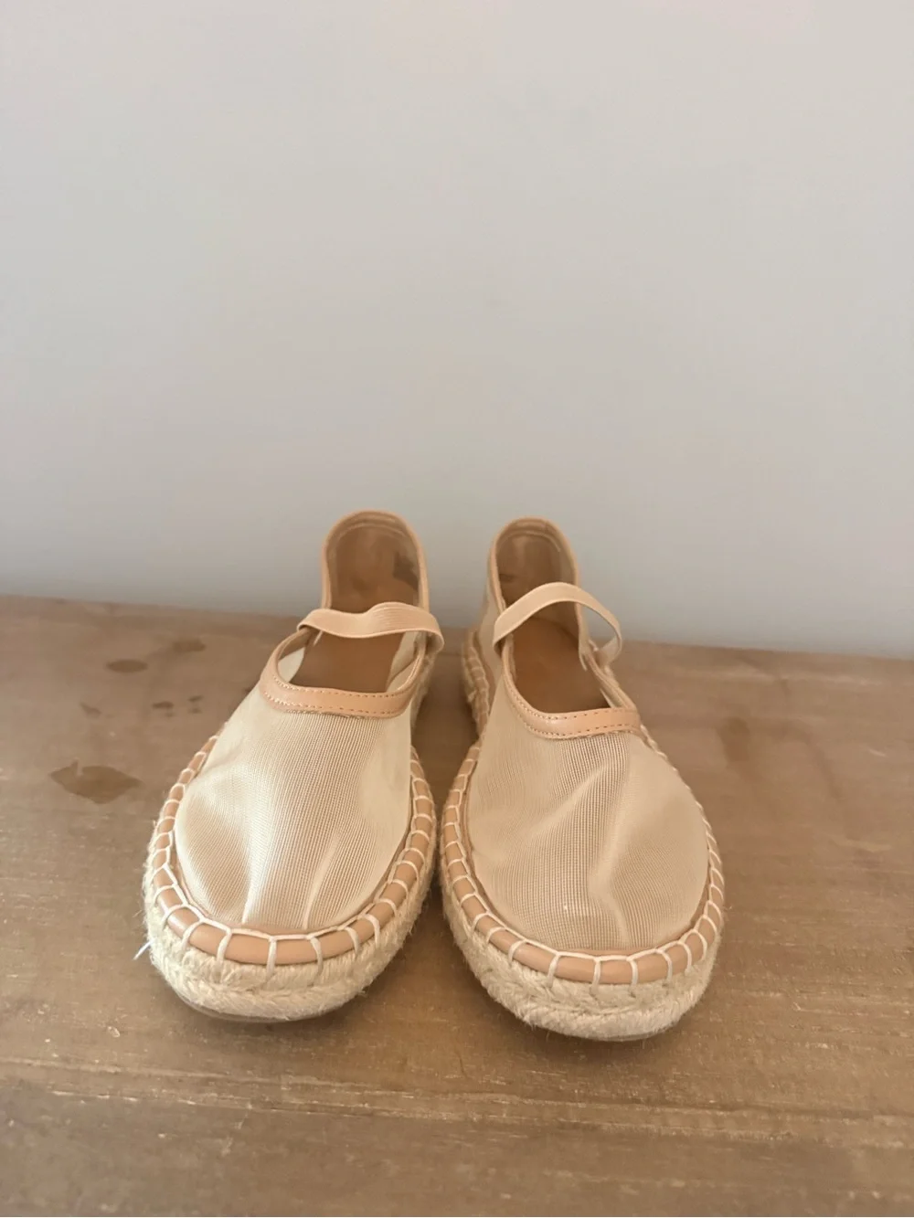 A New Day Mesh Beige Espadrille Mary Jane Flats
